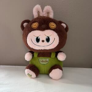 Inspire Plush Bear w/ Geen Overalls & Bunny Ears 14 inch - Valentine's Day Gift